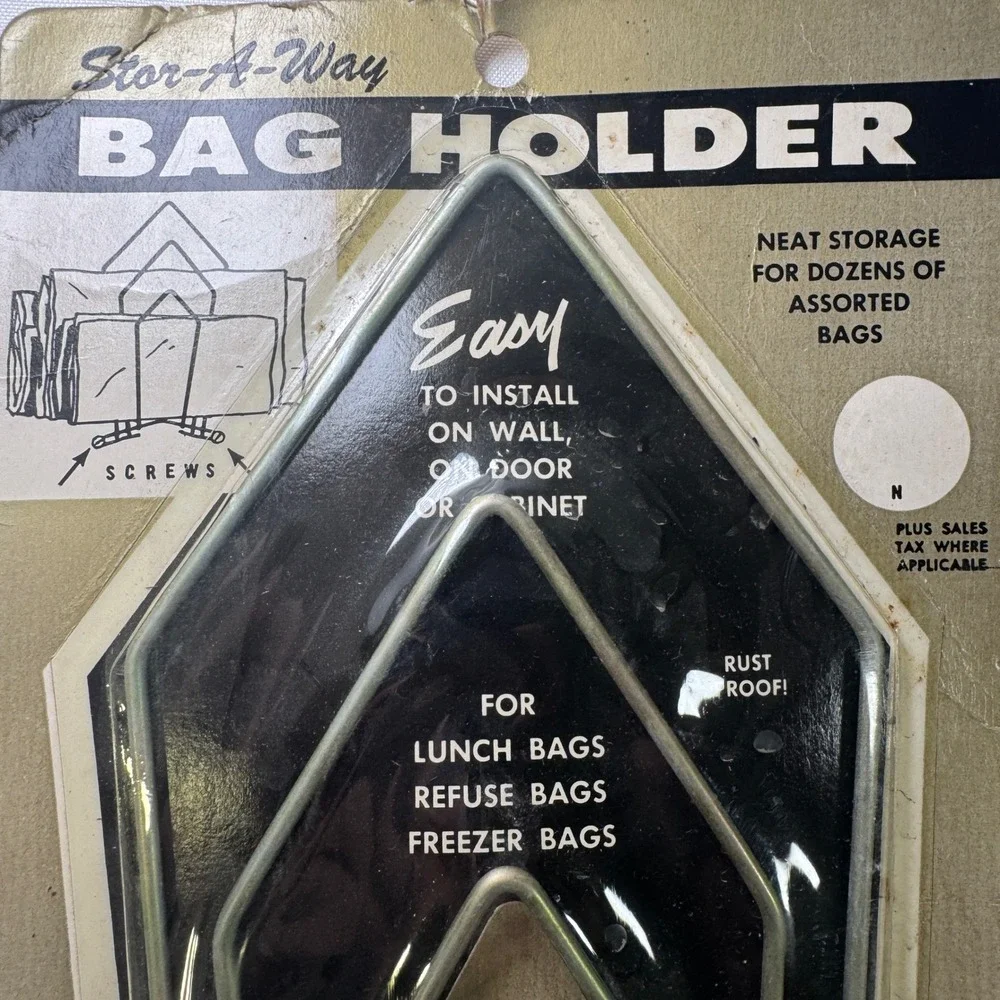 Vintage Stor-A-Way Bag Holder Rich Household Product 68-B Wall Mount Made in USA